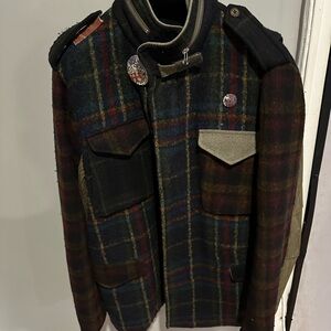 Raj Men's Multi-Color Plaid Military Jacket